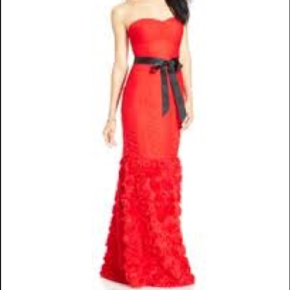 JS Collections red evening gown